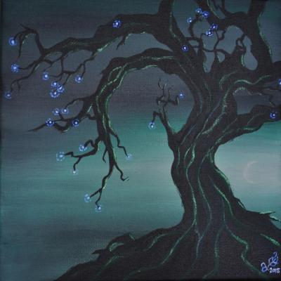 'Mondblüten' (grün) / 2016 / Acryl / 20 x 20 cm (verkauft)