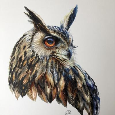 Uhu / 2020 / Copic Sketch Art / 40x30 cm (verkauft)