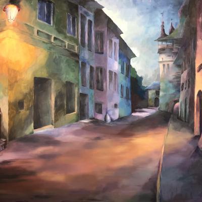 Nächtliche Gasse / 2017 / Oel / 100x140cm