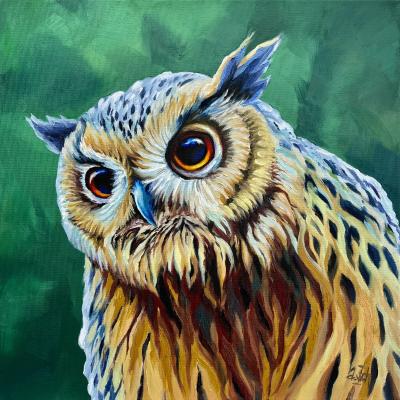'Iwan' (Westsibirischer Uhu) / 2023 / Oel / 40 x 40 cm (verkauft)