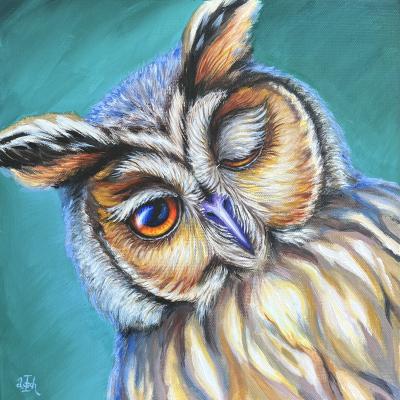 'Saphira' (Indische Eule) / 2023 / Acryl / 30 x 30 cm (verkauft)